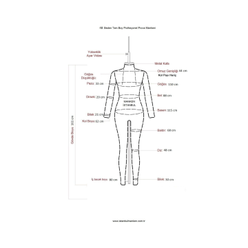 48 Beden İthal Tam boy profesyonel kollu prova mankeni