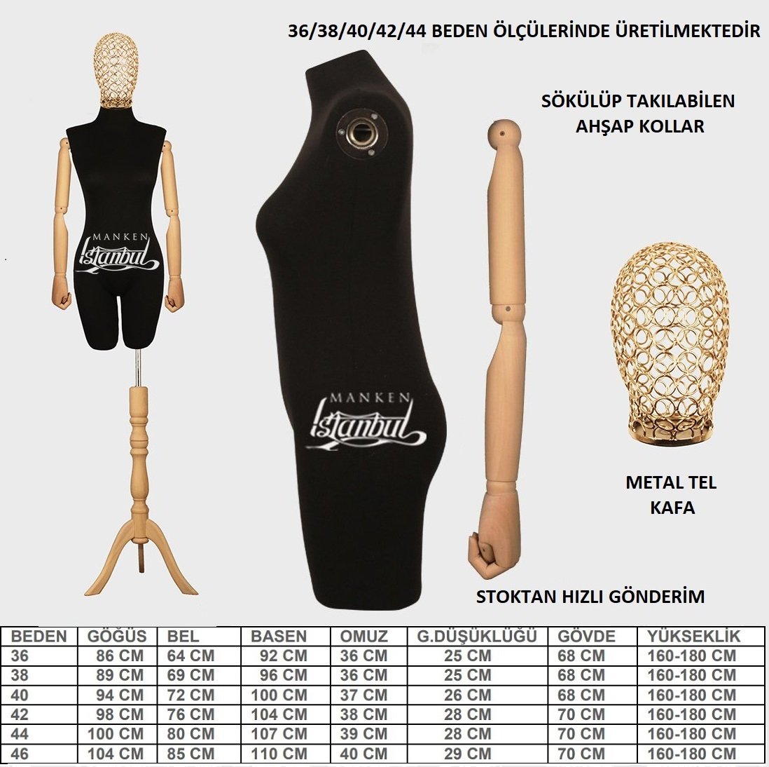 Kollu Tel Kafa Pantolon Giyebilen Terzi Vitrin Mankeni