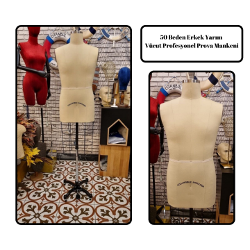 50 Beden Erkek Yarım Profesyonel Prova Mankeni