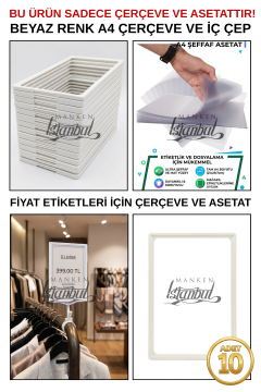 10 Adet A4 Fiyat Etiketi Çerçeve ve Asetat (MANDALSIZ)