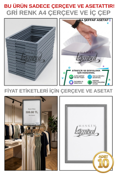 10 Adet A4 Fiyat Etiketi Çerçeve ve Asetat (MANDALSIZ)