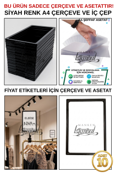 10 Adet A4 Fiyat Etiketi Çerçeve ve Asetat (MANDALSIZ)