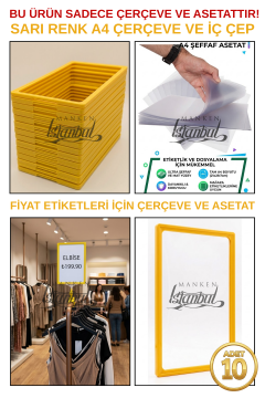 10 Adet A4 Fiyat Etiketi Çerçeve ve Asetat (MANDALSIZ)