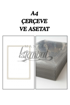 10 Adet A4 Fiyat Etiketi Çerçeve ve Asetat (MANDALSIZ) BEYAZ