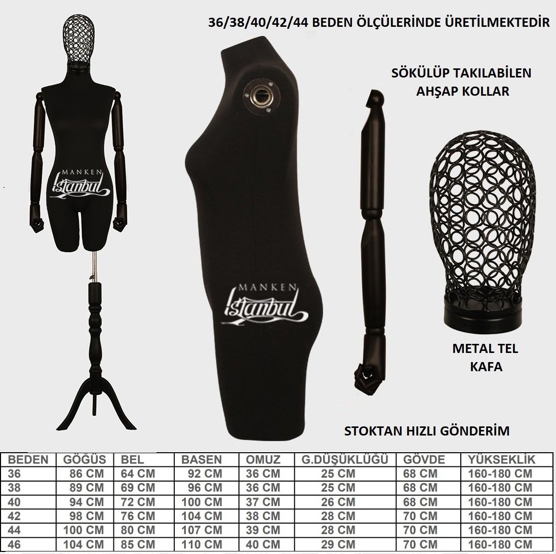 Yüksek Kalite Tel Kafa Terzi Mankeni Vitrin Mankeni