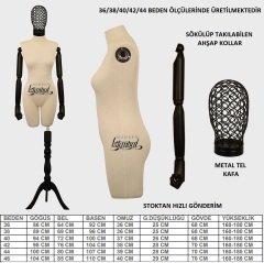 Ahşap Kollu Pantolon Giyebilen Tel Kafa Terzi Mankeni Vitrin Mankeni