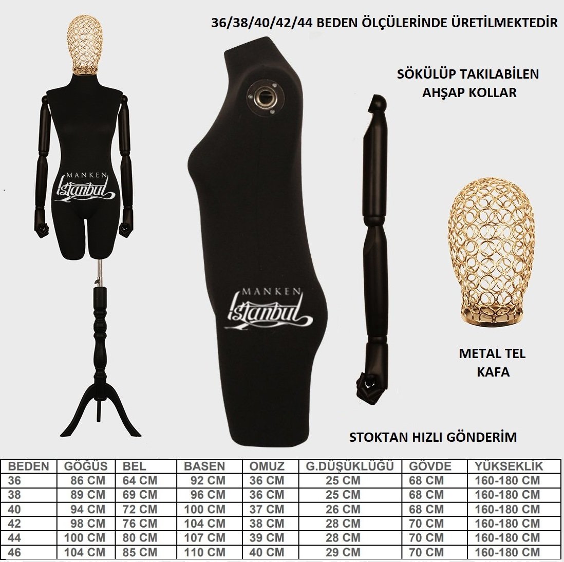 Yüksek Kalite Tel Kafa Terzi Mankeni Vitrin Mankeni