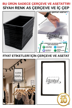 10 Adet A5 Fiyat Etiketi Çerçeve ve Asetat (MANDALSIZ)