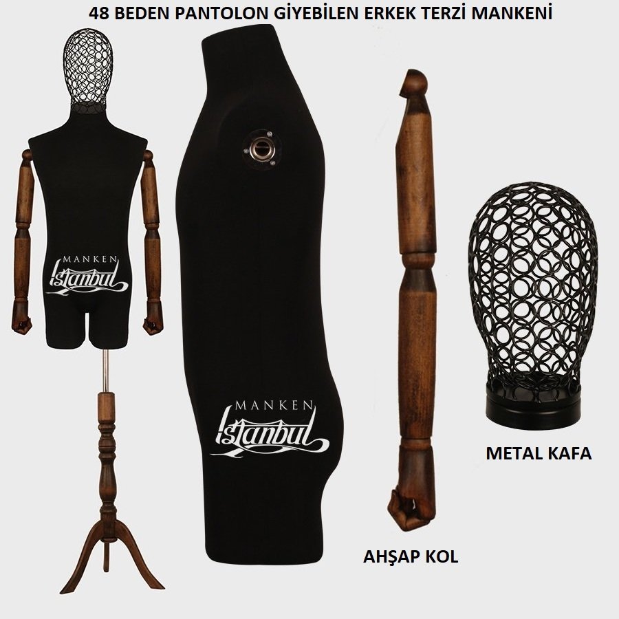 Pantolon Giyebilen Tel Kafa Erkek Terzi Mankeni Vitrin Mankeni