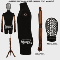 Pantolon Giyebilen Tel Kafa Erkek Terzi Mankeni Vitrin Mankeni