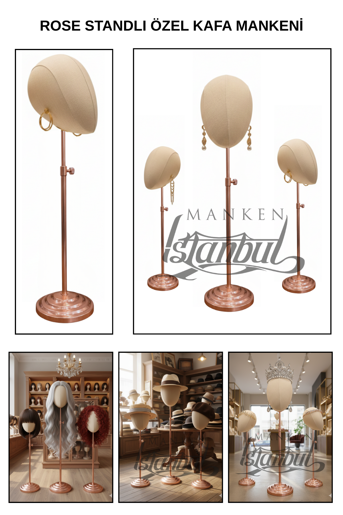 Delüks Yükseklik Ayarlanabilir Özel Kumaş Kafa Mankeni