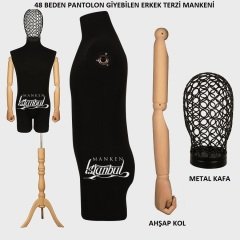 Pantolon Giyebilen Tel Kafa Erkek Terzi Mankeni Vitrin Mankeni