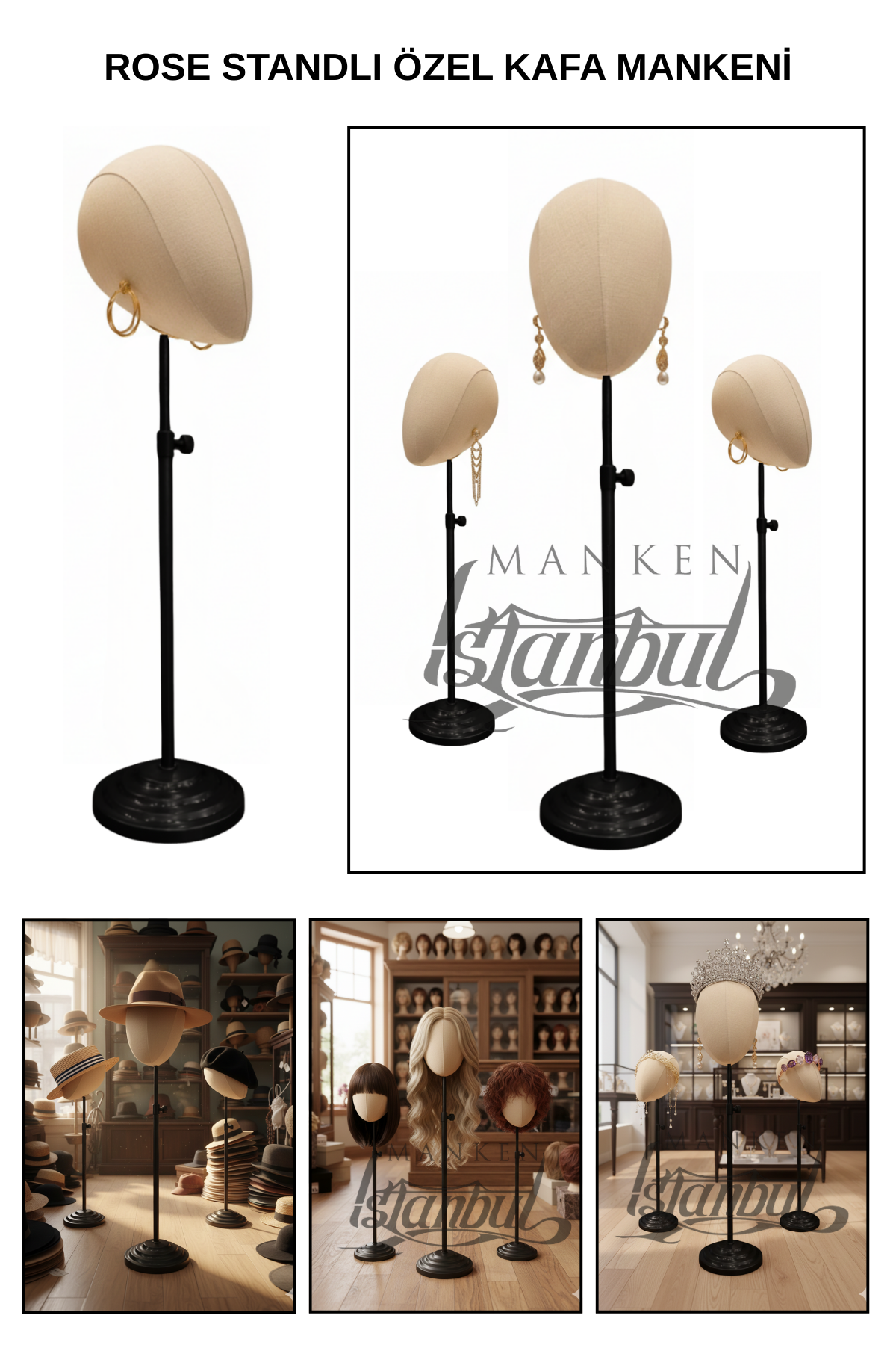 Delüks Yükseklik Ayarlanabilir Özel Kumaş Kafa Mankeni