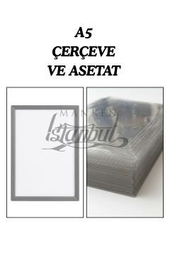 10 Adet A5 Fiyat Etiketi Çerçeve ve Asetat (MANDALSIZ) GRİ