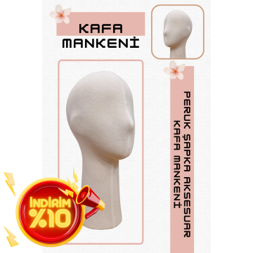 Bayan beyaz kumaş kaplı kafa mankeni