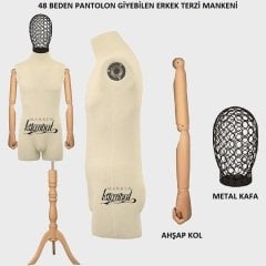 Pantolon Giyebilen Tel Kafa Erkek Terzi Mankeni Vitrin Mankeni