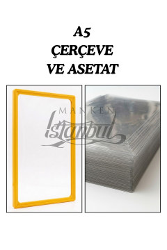 10 Adet A5 Fiyat Etiketi Çerçeve ve Asetat (MANDALSIZ) SARI