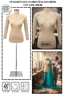 Seyyar Kollu Sünger İğne Batabilen Terzi Mankeni Prova Mankeni