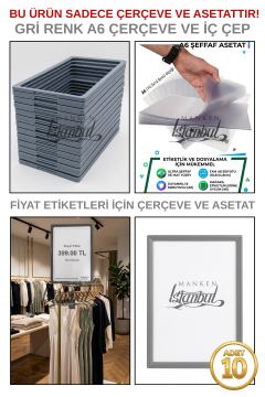 10 Adet A6 Fiyat Etiketi Çerçeve ve Asetat (MANDALSIZ)