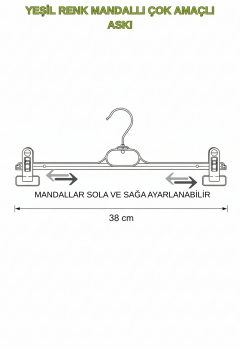 10 Adet Mandallı Yeşil Pantolon, Etek ve Mayo Askısı