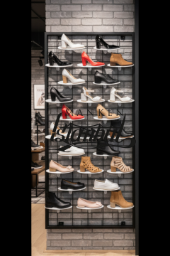 90x190- 25 adet Ayakkabı Raflı Duvara Monte Tel Pano Standı