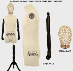Pantolon Giyebilen Tel Kafa Erkek Terzi Mankeni Vitrin Mankeni
