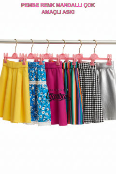 10 Adet Mandallı Pembe Pantolon, Etek ve Mayo Askısı