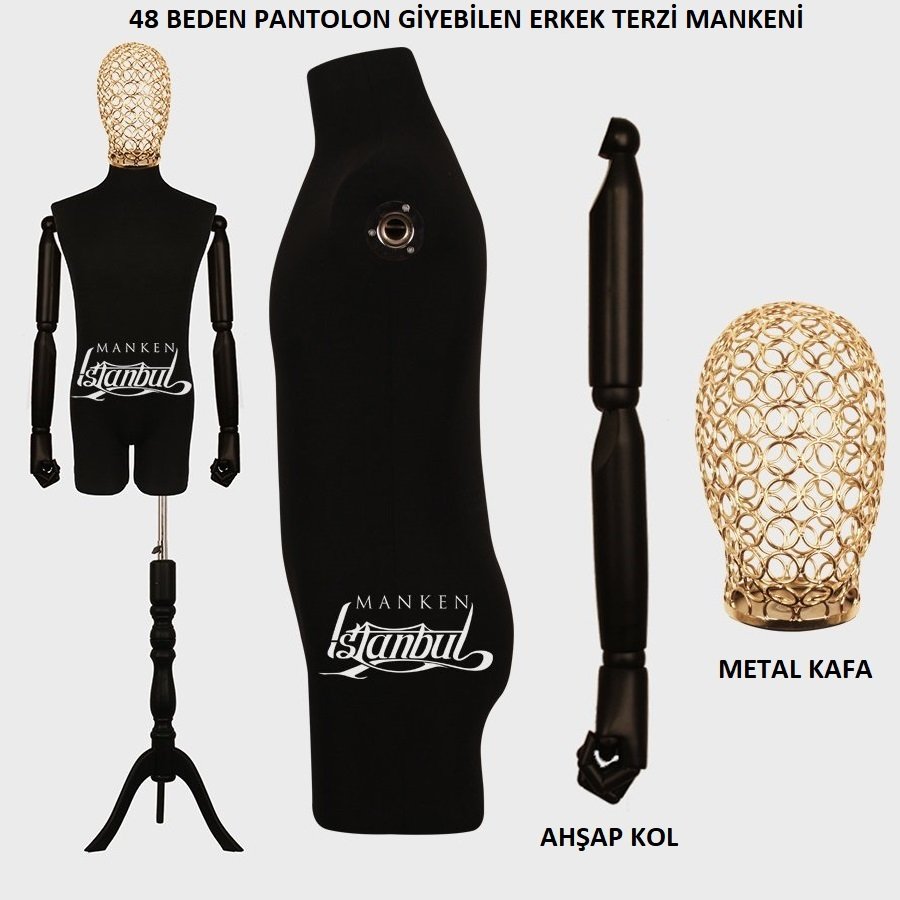 Pantolon Giyebilen Tel Kafa Erkek Terzi Mankeni Vitrin Mankeni