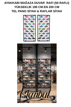 190x200 50 adet Ayakkabı Raflı Duvara Monte Tel Pano Standı