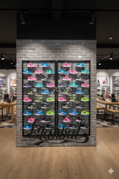 190x200 50 adet Ayakkabı Raflı Duvara Monte Tel Pano Standı