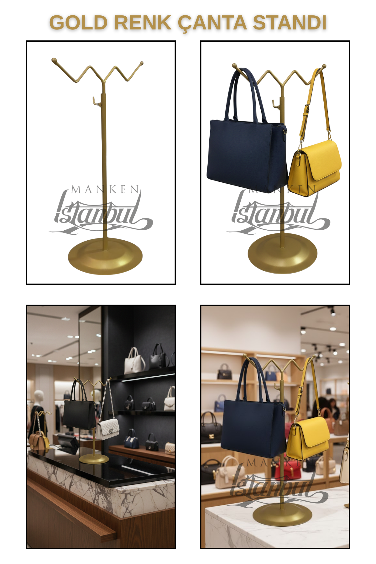 Gold Renk Yükseklik Ayarlı Çanta Standı
