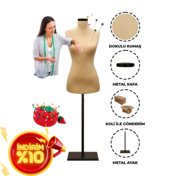 Özel Jardonlu Ten Rengi İğne Batabilen Terzi Mankeni 34-46 Beden Arası