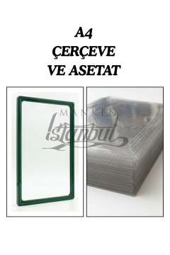 10 Adet A4 Fiyat Etiketi Çerçeve ve Asetat (MANDALSIZ) YEŞİL
