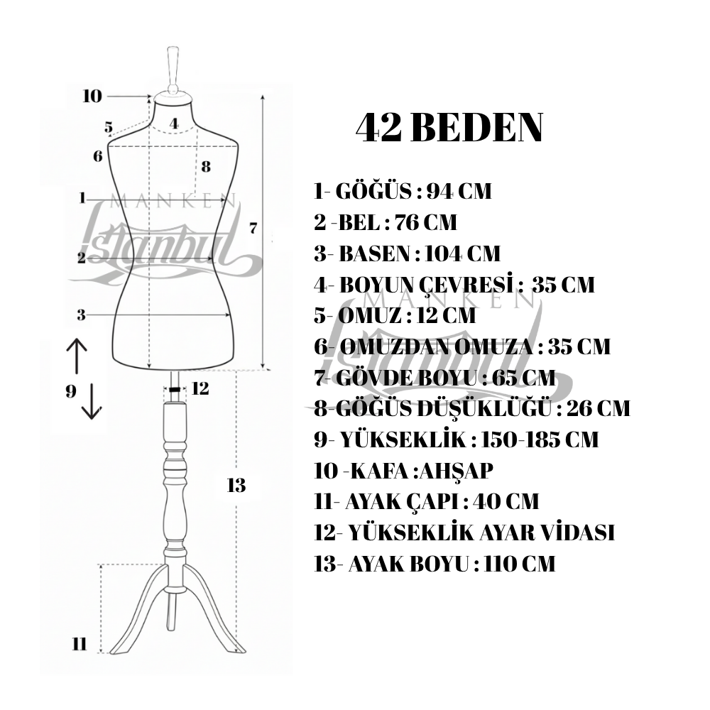 360° Elektrikli Döner Stantlı Vitrin Mankeni Terzi Mankeni 42 beden