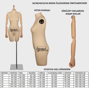 Keten Kumaş Pantolon Giyebilen Terzi Vitrin Mankeni