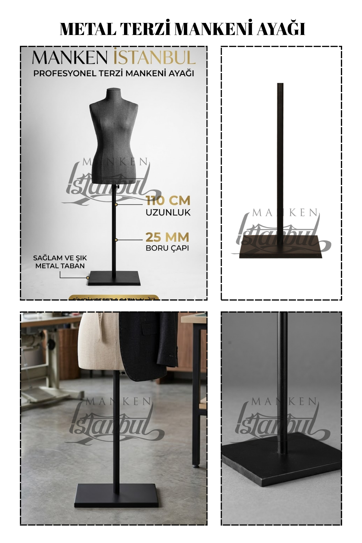 Siyah Metal Terzi Mankeni Ayağı