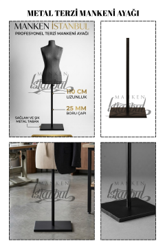 Siyah Metal Terzi Mankeni Ayağı
