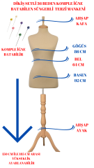 Dikiş Setli Seyyar Kollu İğne Batabilen Terzi Mankeni Prova Mankeni