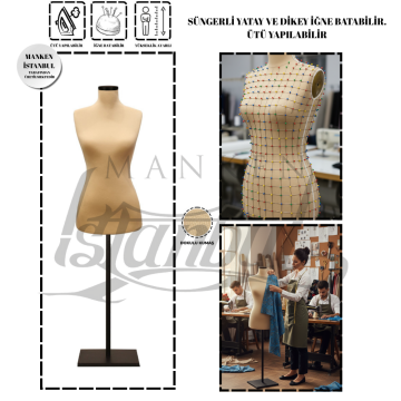 Özel Jardonlu Ten Rengi İğne Batabilen Terzi Mankeni 34-46 Beden Arası 46 beden