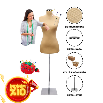 Özel Jardonlu Ten Rengi İğne Batabilen Terzi Mankeni 34-46 Beden Arası