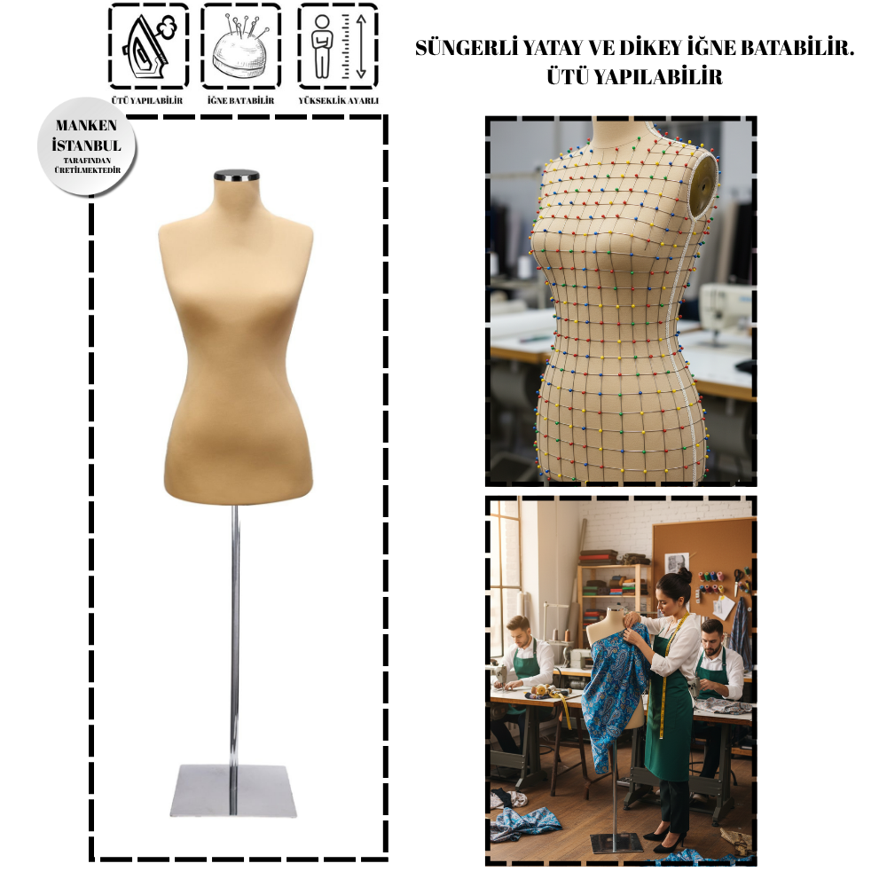 Ten Rengi İğne Batabilen Terzi Mankeni 34-46