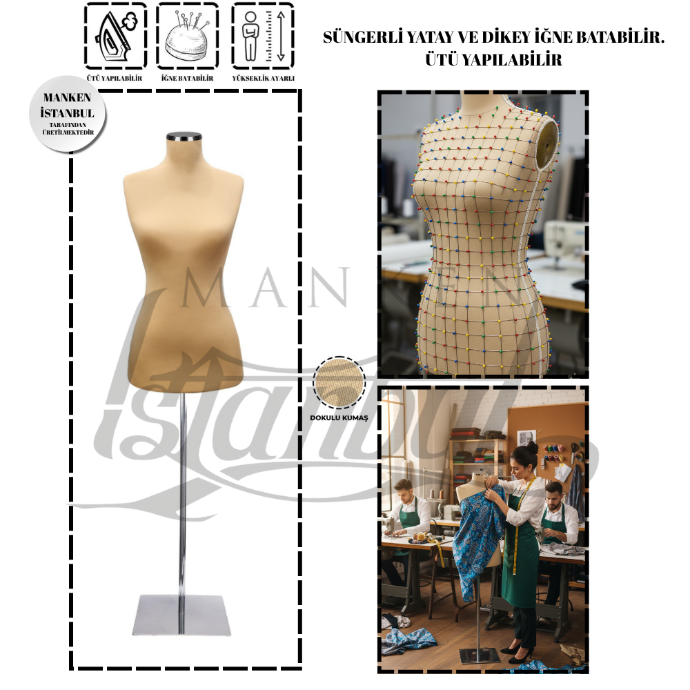Ten Rengi İğne Batabilen Terzi Mankeni 34-46 34 beden