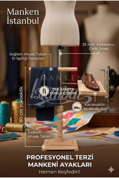 De Lüks Ham Ahşap Terzi Mankeni Ayağı