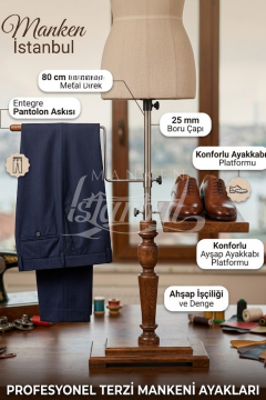 De Lüks Ceviz Ahşap Terzi Mankeni Ayağı