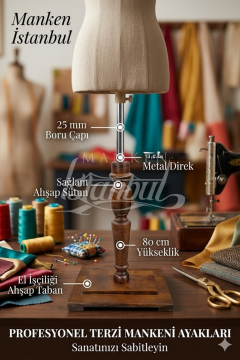 Mobilya Ahşap Ceviz Terzi Mankeni Ayağı