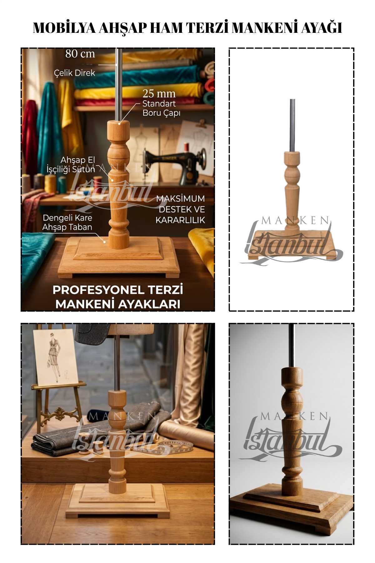 Mobilya Ahşap Ham Terzi Mankeni Ayağı