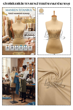 Giydirilebilir Ten Rengi Terzi Mankeni Kumaşı