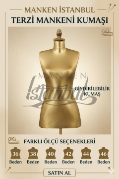 Giydirilebilir Gold Renk Terzi Mankeni Kumaşı