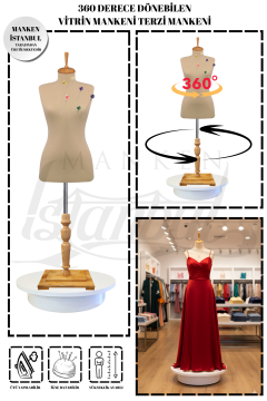 360° Elektrikli Döner Stantlı Vitrin Mankeni Terzi Mankeni