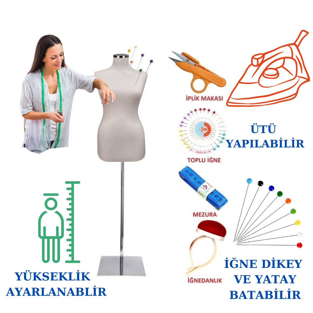 Dikiş Setli Süngerli İğne Batabilen Terzi Mankeni Prova Mankeni